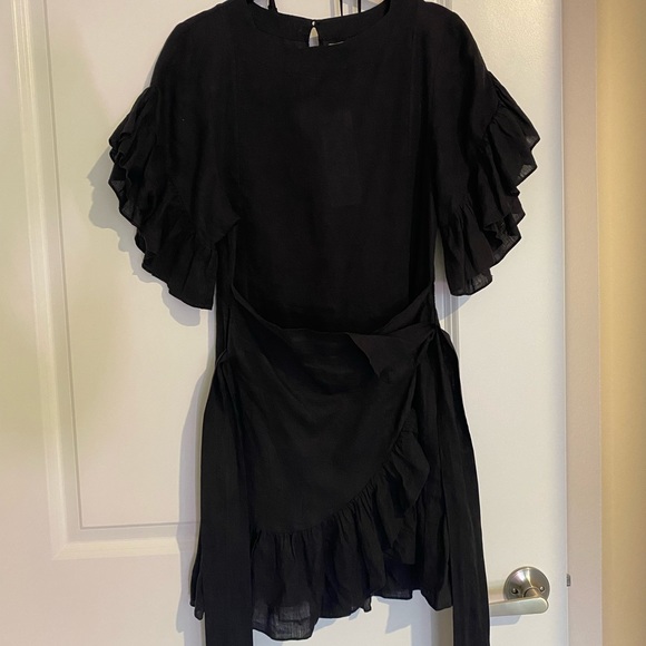 Isabel Marant Etoile black linen wrap dress size 34 / US 2 - Picture 1 of 16